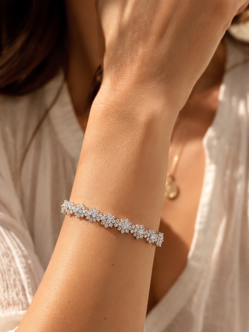 Crystal tennis bracelet silver glam jewelry